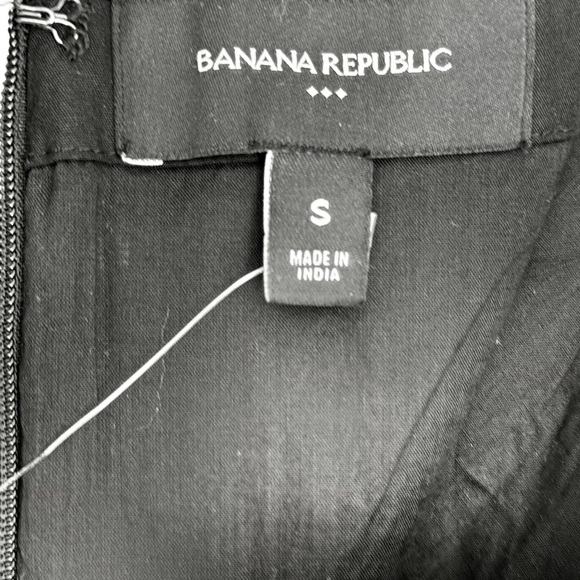 Banana Republic Shift Sun Dress Embroidered Bold Floral Black Tan Size S - Picture 5 of 12